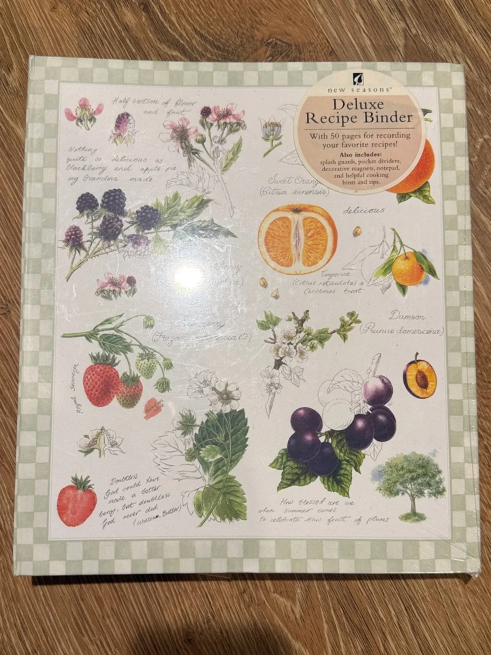New Seasons Deluxe Recipe Binder - White Floral Fruit Design